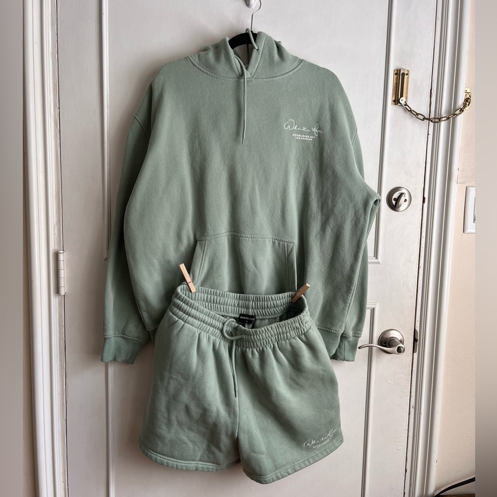 White Fox Sage Green Sweat Set